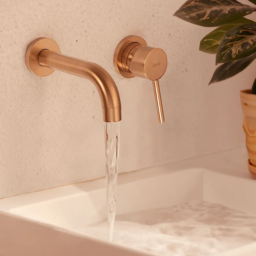 Robinet Lave-Mains|Rea Robinet de lavabo encastré Lungo brushed copper + box