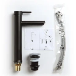 Robinet Lavabo Et Vasque|Kiamami Valentina Robinet De Lavabo Haut Noir Mat