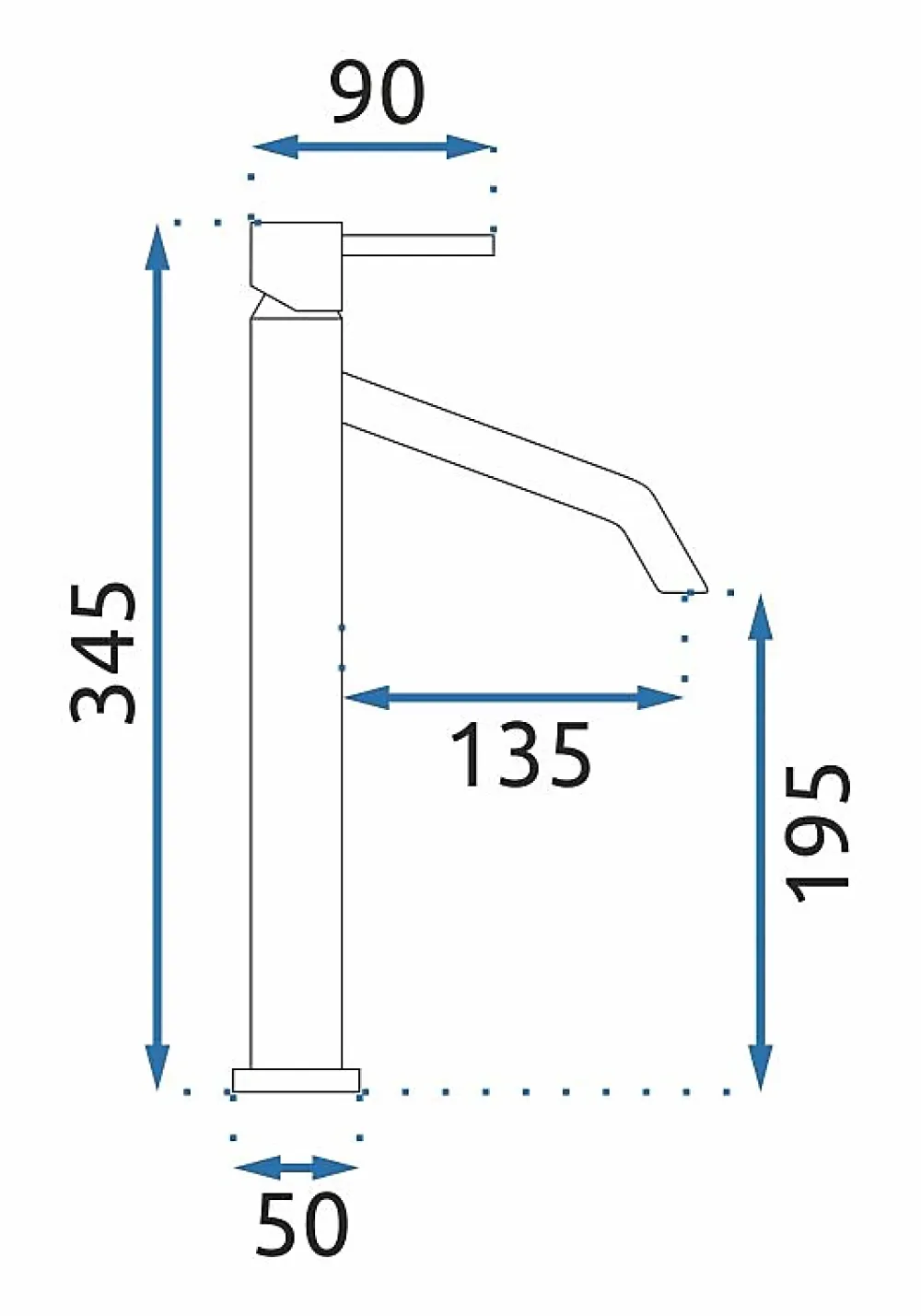 Rea Robinet de lavabo Level black high