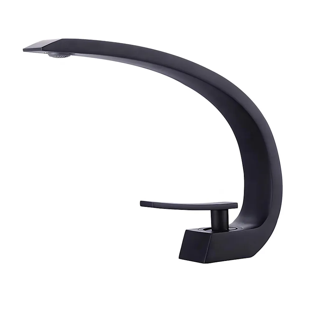 Hudor Robinet de lavabo sur plage BNF606B en laiton noir collection Céphise