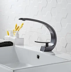 Hudor Robinet de lavabo sur plage BNF606B en laiton noir collection Céphise