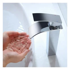 Robinet De Bidet|Deko Robinet de salle de bain à bec haut cascade en laiton mitigeur de lavabo robinet de lavabo chromé design moderne