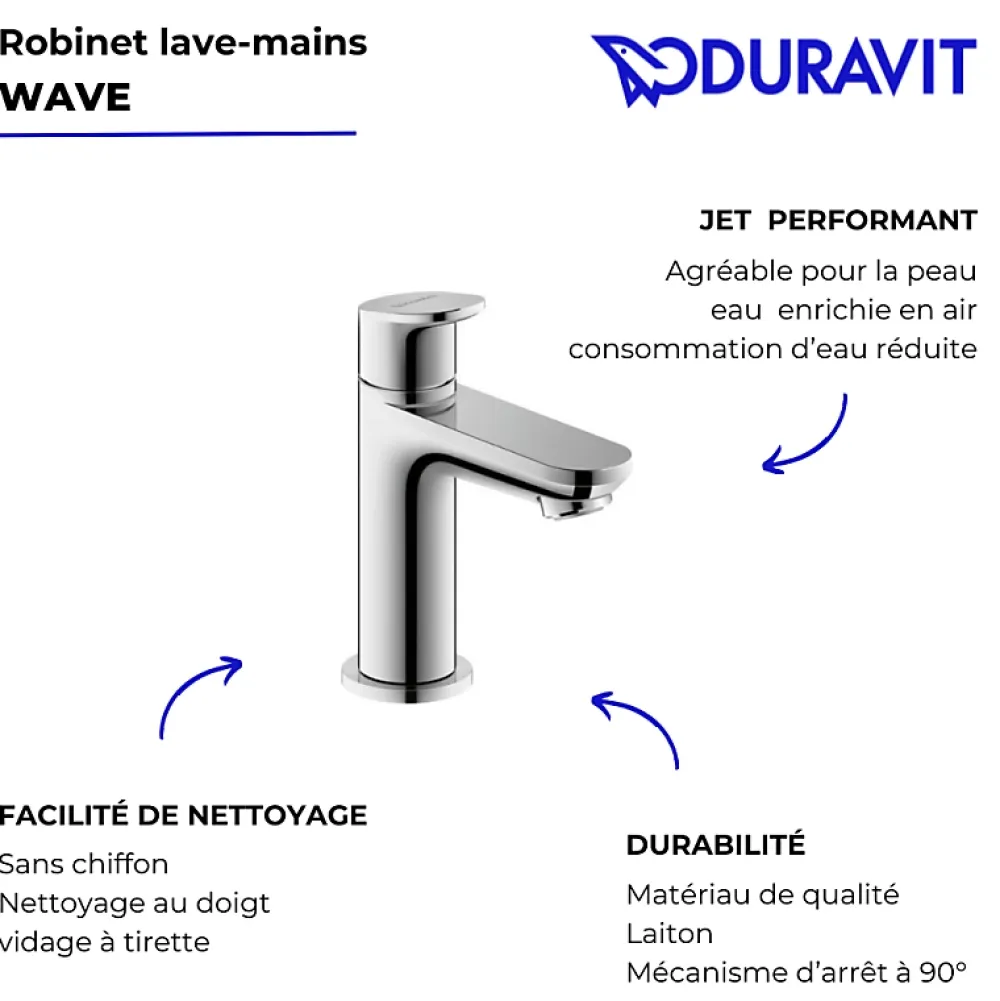 Robinet Lave-Mains|Duravit Robinet lave-mains eau froide Wave chromé brillant