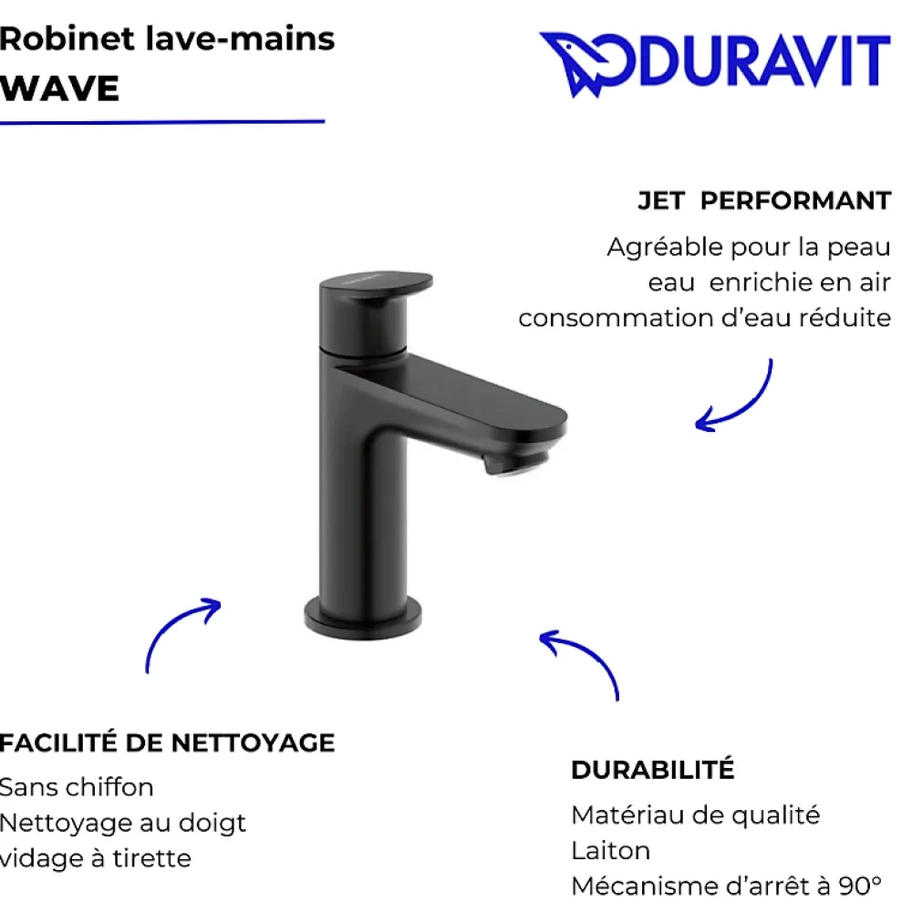 Duravit Robinet lave-mains eau froide Wave noir mat