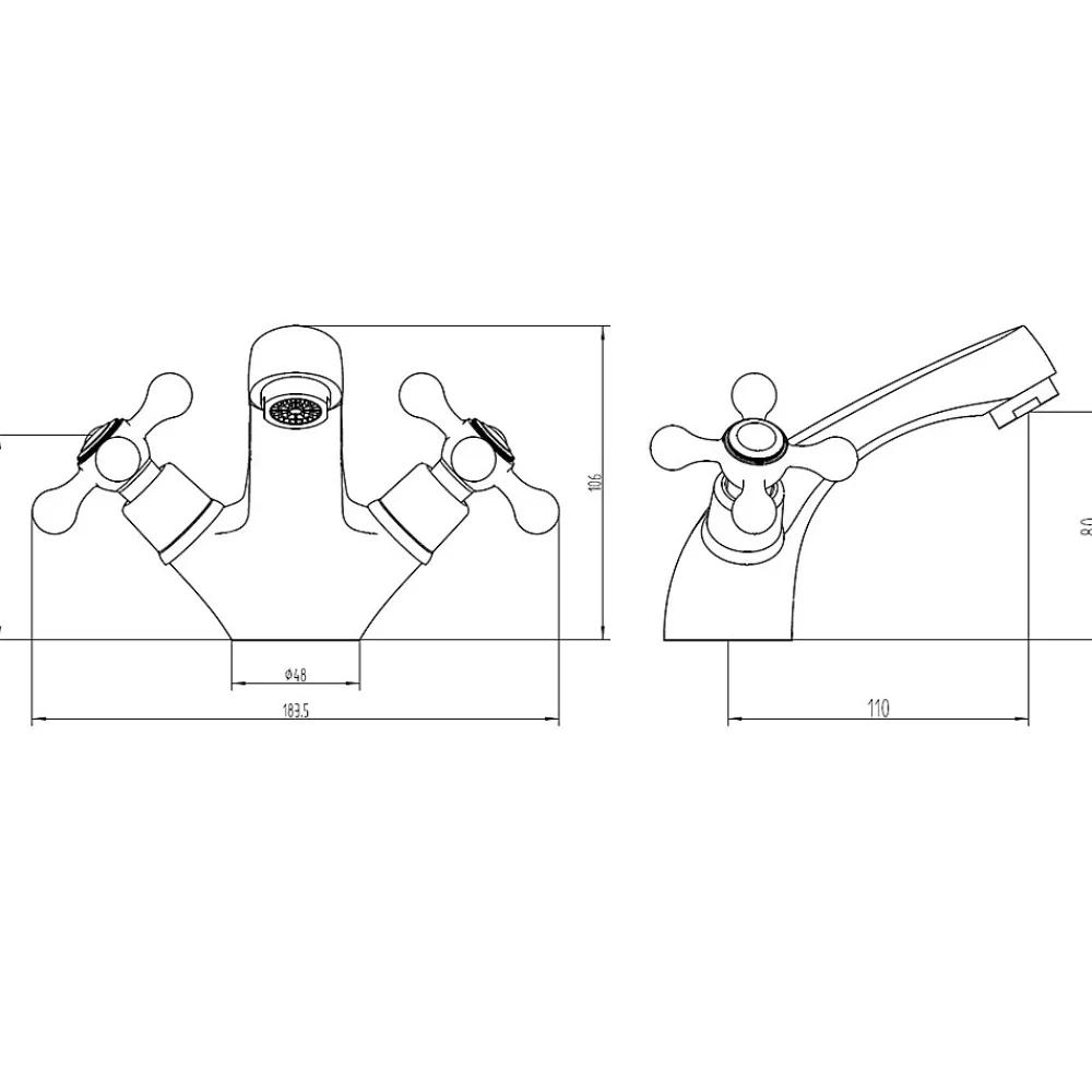Robinet Lavabo Et Vasque|Rogier & Mothes Robinet melangeur lavabo retro ETHEL avec manettes croisillons