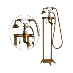 Colonne De Baignoire|Valaz Robinet melangeur sur colonnes retro pour baignoire FLORINA or ancien