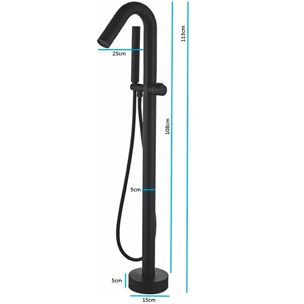 Colonne De Baignoire|Valaz Robinet mitigeur baindouche sur pied PILOS noir mat