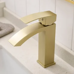 Saniverre Robinet mitigeur bec cascade LERIO or brossé -