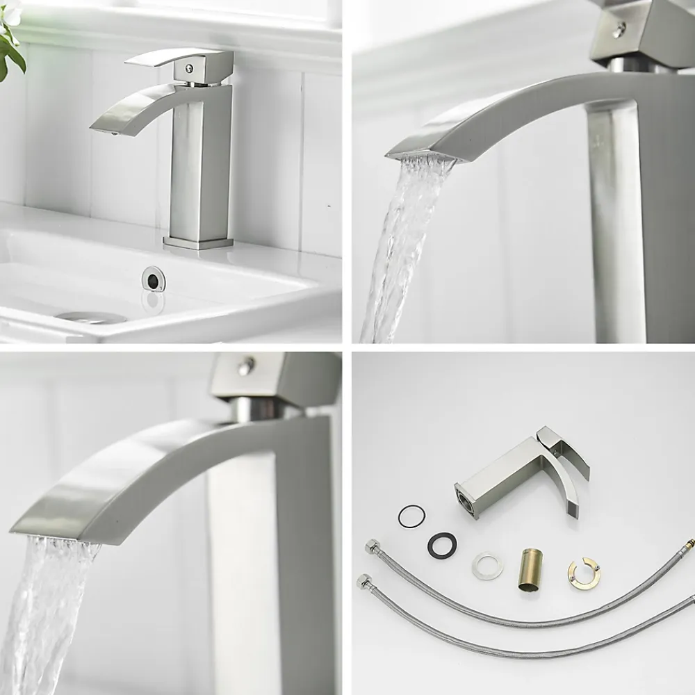 Saniverre Robinet mitigeur bec cascade LERIO chrome brossé -