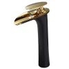 Robinet Lavabo Et Vasque|Saniverre Robinet mitigeur BRIA bec cascade haut chrome noir et or -