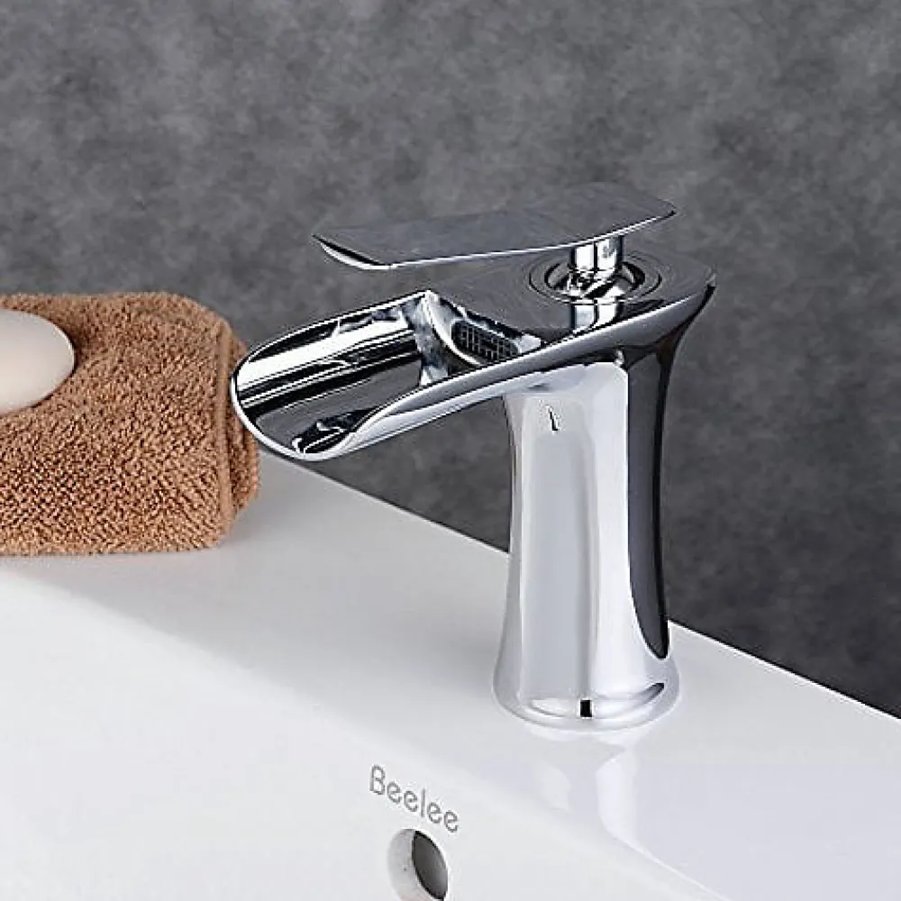 Robinet Lave-Mains|Kroos Robinet Mitigeur chromé en cascade pour lavabo