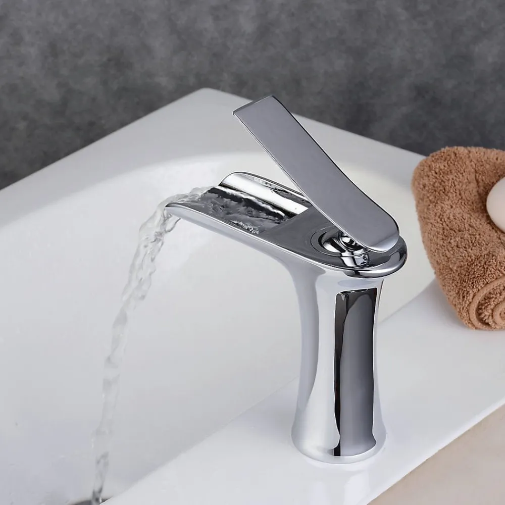 Robinet Lave-Mains|Kroos Robinet Mitigeur chromé en cascade pour lavabo
