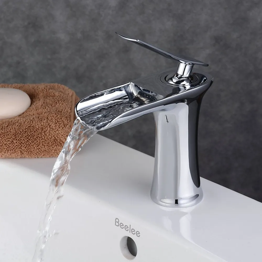 Robinet Lave-Mains|Kroos Robinet Mitigeur chromé en cascade pour lavabo