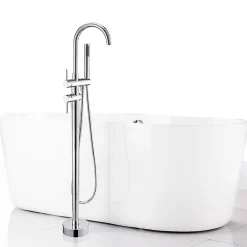 Saniverre Robinet mitigeur colonne sur pied MATY chrome brillant pour baignoire îlot -