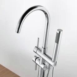 Saniverre Robinet mitigeur colonne sur pied MATY chrome brillant pour baignoire îlot -