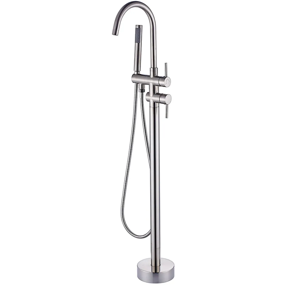 Saniverre Robinet mitigeur colonne sur pied MATY chrome brossé pour baignoire îlot -