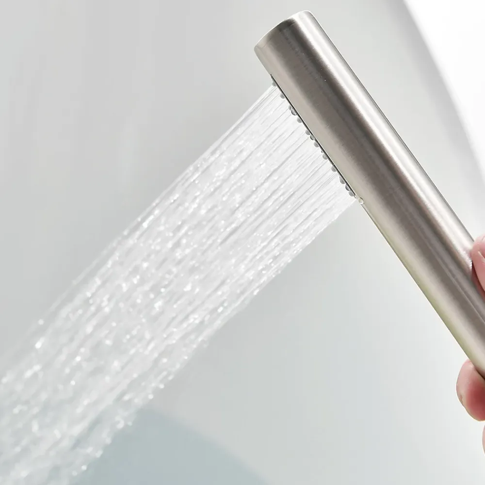 Saniverre Robinet mitigeur colonne sur pied MATY chrome brossé pour baignoire îlot -