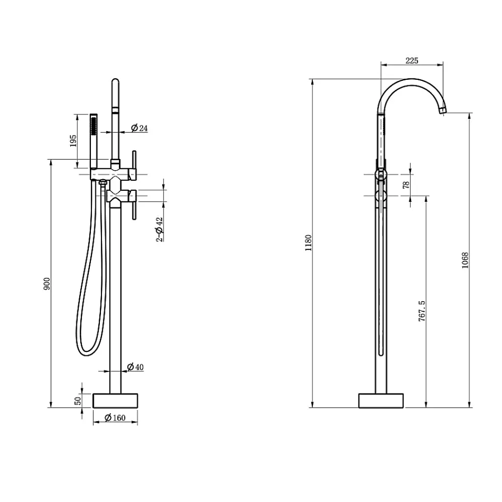 Colonne De Baignoire|Bellegno Robinet mitigeur de baignoire sur pied BAGNO noir mat