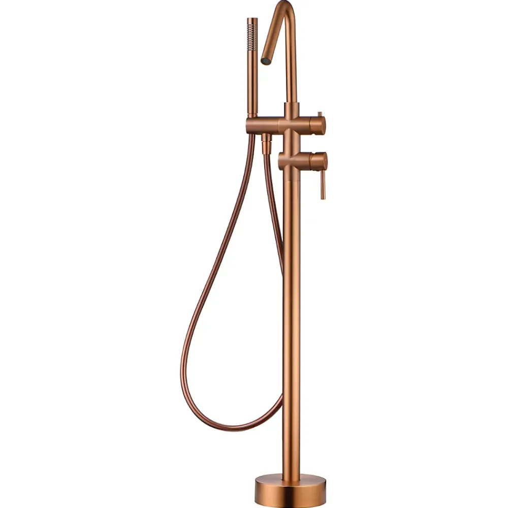 Robinet De Baignoire|Imex Robinet Mitigeur de Baignoire sur Pied Or Rose Cuivré Brossé CORCEGA BBECO1/ORC