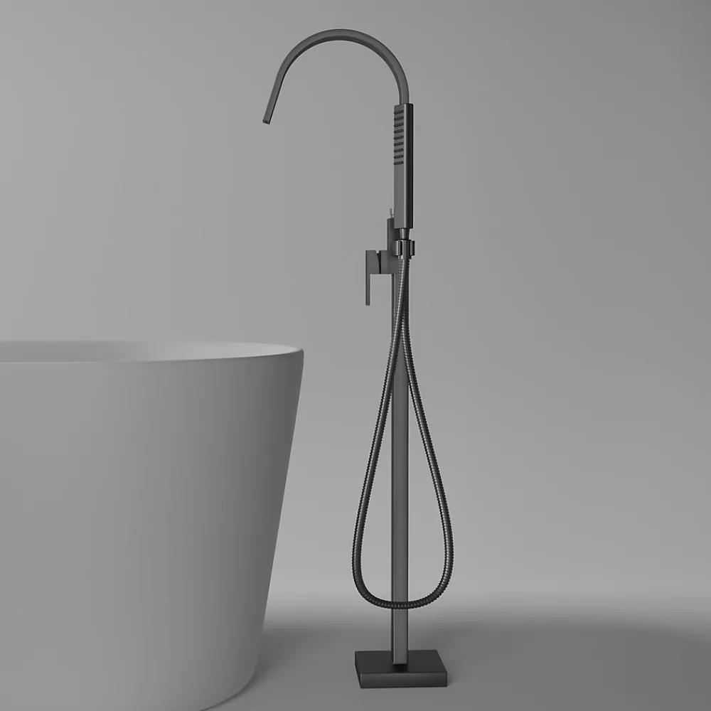 Robinet De Baignoire|Bernstein Robinet Mitigeur de baignoire design sur pieds 112x5x25cm (HxLxP) acier inoxydable et laiton - NT3311 2.0