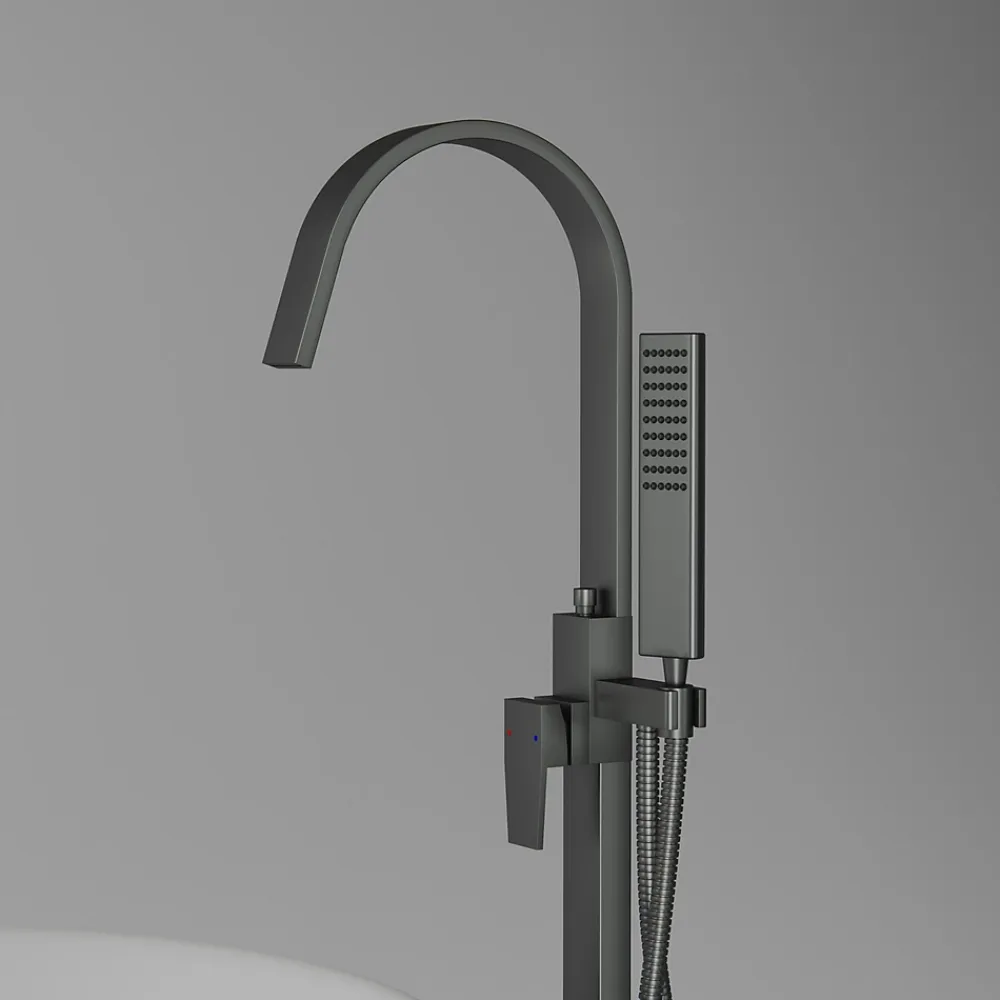 Robinet De Baignoire|Bernstein Robinet Mitigeur de baignoire design sur pieds 112x5x25cm (HxLxP) acier inoxydable et laiton - NT3311 2.0