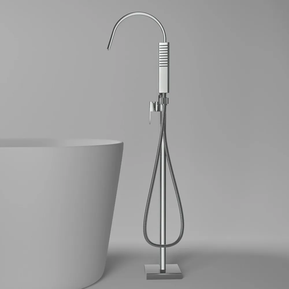 Robinet De Baignoire|Bernstein Robinet Mitigeur de baignoire design sur pieds en acier inoxydable et laiton pour salle de bain - H. 111,6cm - NT3311 2.0 - Chrome