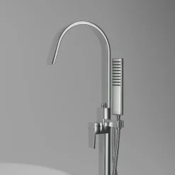 Robinet De Baignoire|Bernstein Robinet Mitigeur de baignoire design sur pieds en acier inoxydable et laiton pour salle de bain - H. 111,6cm - NT3311 2.0 - Chrome