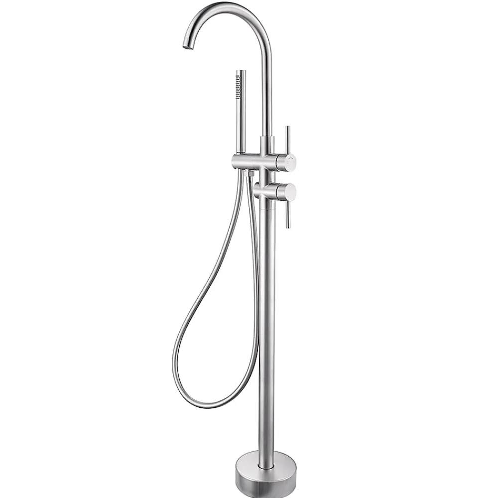 Colonne De Baignoire|Bellegno Robinet mitigeur de baignoire sur pied BAGNO acier brossé