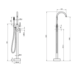Colonne De Baignoire|Bellegno Robinet mitigeur de baignoire sur pied BAGNO acier brossé