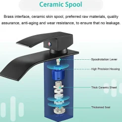 Deko Robinet mitigeur de lavabo - Robinet de salle de bain Robinet cascade monotrou Robinet mitigeur de lavabo