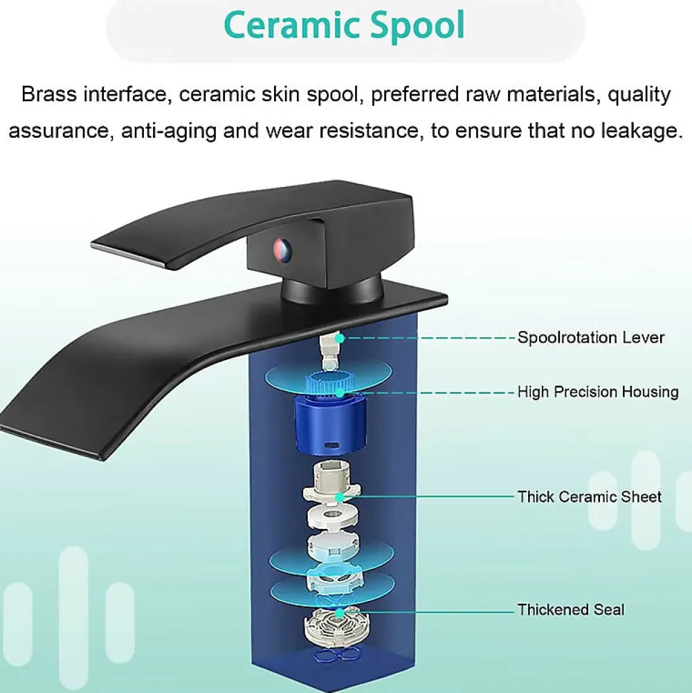 Deko Robinet mitigeur de lavabo - Robinet de salle de bain Robinet cascade monotrou Robinet mitigeur de lavabo