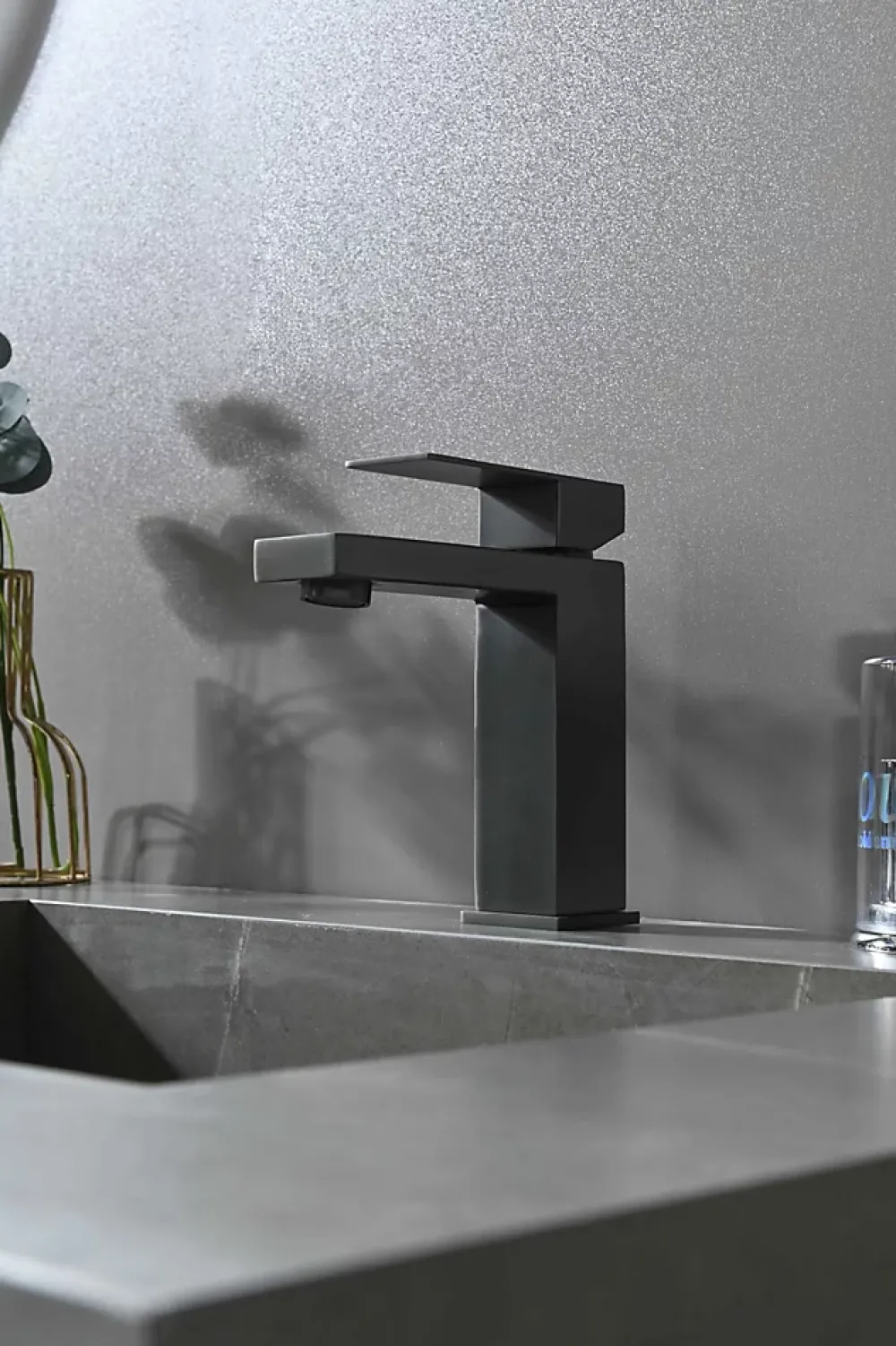 Robinet Lavabo Et Vasque|Luxury Bain Robinet, mitigeur de lavabo pour salle de bain carré (Gris brossé) LuxuryBain