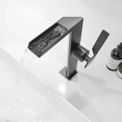Robinet Lavabo Et Vasque|Saniverre Robinet mitigeur haut CEZIO XL bec cascade chrome Noir mat -