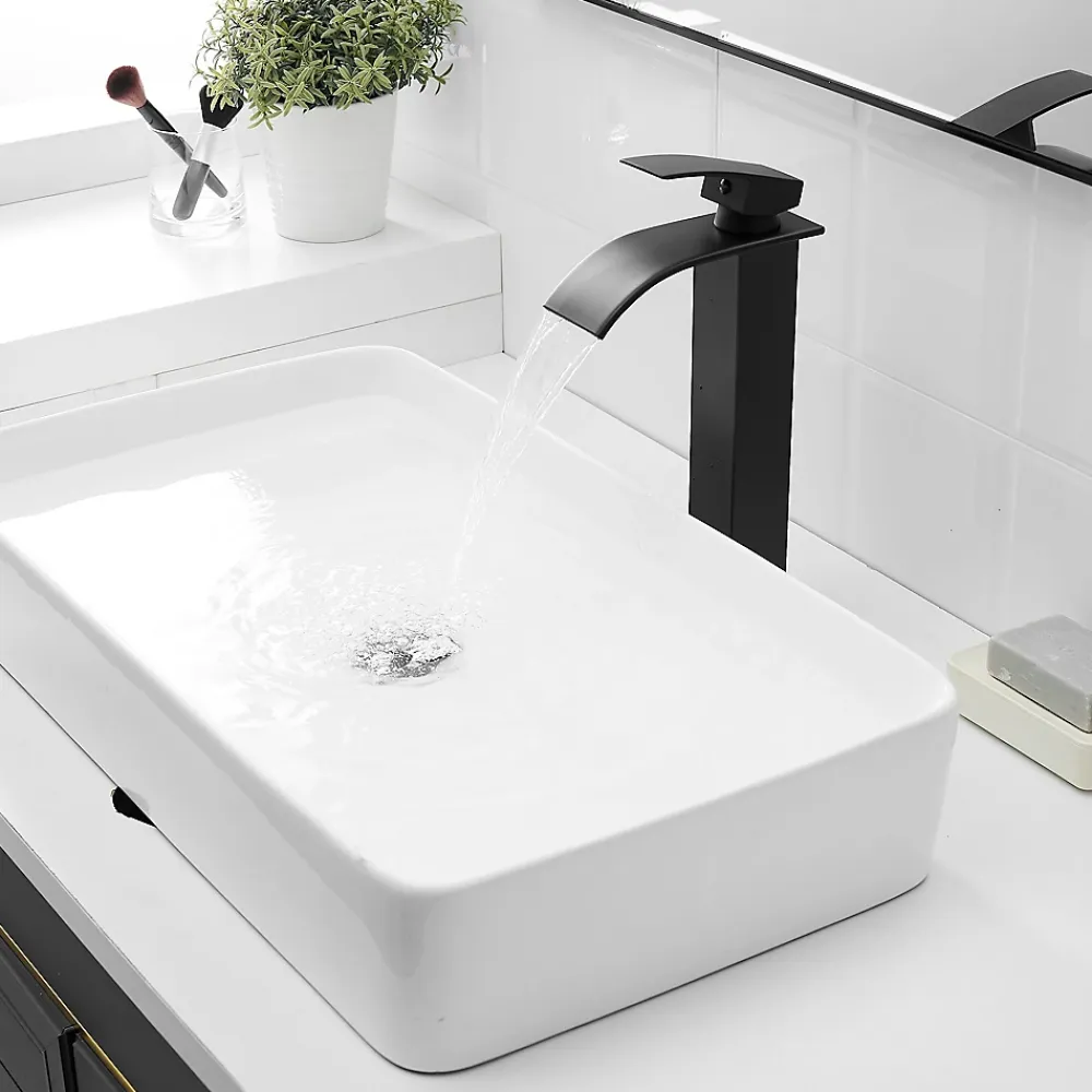 Saniverre Robinet mitigeur haut TIBRE XL bec cascade noir chromé -