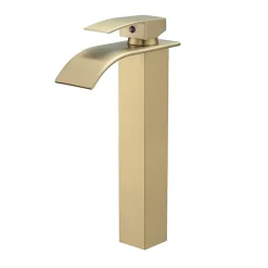 Saniverre Robinet mitigeur haut TIBRE XL bec cascade or brossé -