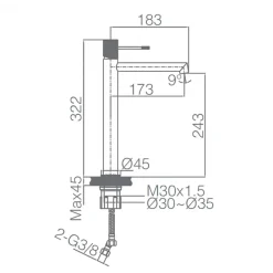 Imex Products Robinet mitigeur monocommande TOUCHER à poser pour lavabo version haute (1 trou) Gris mat - Champagne Robinet à poser (sur vasque