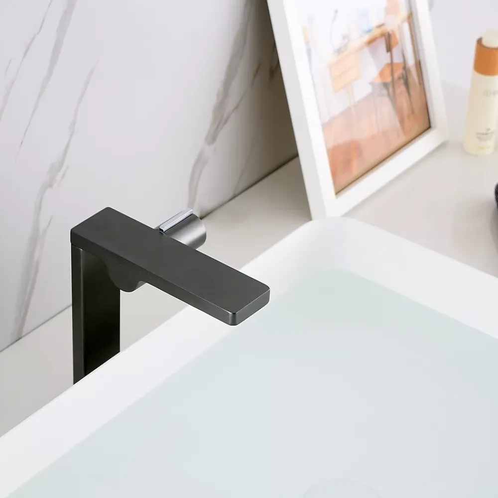 Robinet Lave-Mains|Bernstein Robinet mitigeur monocommande design - corps haut - gun métal pour lavabo ou vasque NT3220G