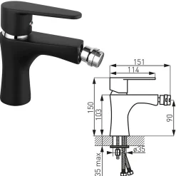 Robinet De Bidet|Ferro Robinet mitigeur Noir pour bidet ALGEO BLACK - SANIVERRE
