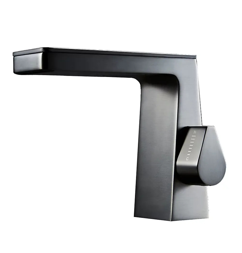 Robinet Lave-Mains|Bernstein Robinet mitigeur pour lavabo ou vasque NT7320 effet cascade - noir mat, gun métal ou blanc mat Noir