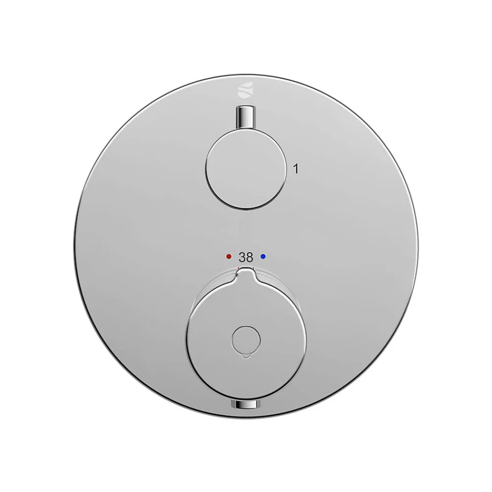 Bernstein Robinet mitigeur thermostatique de douche rond mural encastré Laiton Chrome, Fonction anti-brûlure 14,3cm - VIREO