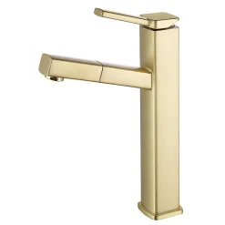 Robinet Lave-Mains|Kroos Robinet mitigeur vasque avec bec extractible Doré brossé - Graffias