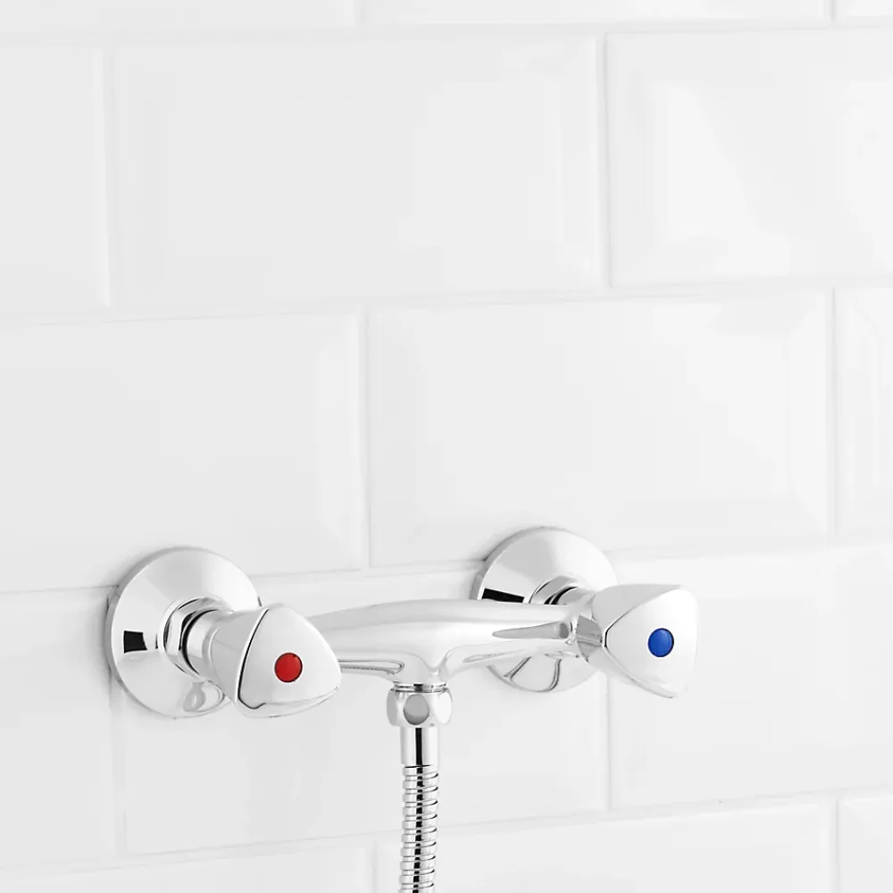 Robinet De Douche| Robinet mélangeur mural pour douche entraxe 150 mm Mâle 15 x 21 en laiton chromé Grenvik