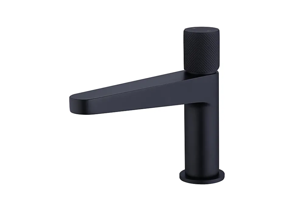 Robinet Lave-Mains|Bernstein Robinet pour lavabo vasque et évier design en laiton peu bruyant et économe en eau - H. 16,3cm - Noir (mat)