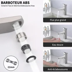 Homelody Robinet Salle Bain Carrée Mitigeur de lavabo Eau Froide Chaude Disponible Robinet Lavabo en Acier Inoxydable Mousseur Démontable