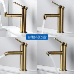 Lonheo Max Robinet Salle de Bain Bec Rotation à 360, Mitigeur lavabo Robinet lavabo, Froide/Chaude