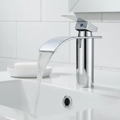 Homelody Robinet Salle de Bain Cascade Mitigeur de Lavabo Design Moderne pour Vasque Chromé en Inox