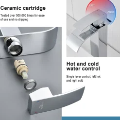 Auralum Max Robinet Salle de Bain Cascade Moderne, Mitigeur de Lavabo - Sortie Douce Sans Éclaboussures