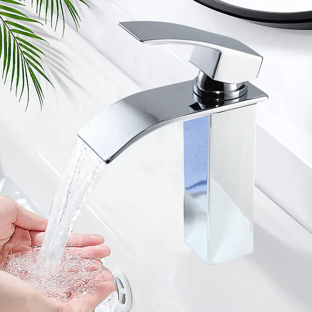 Homelody Robinet Salle de Bain Cascade Mitigeur de Lavabo en Laiton Robinet à Deux Voies Chromé