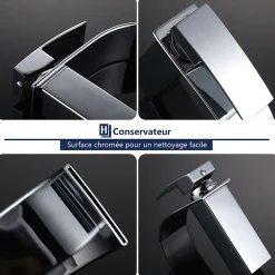 Homelody Robinet Salle de Bain Cascade Mitigeur de Lavabo en Laiton Robinet à Deux Voies Chromé
