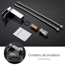 Homelody Robinet Salle de Bain Cascade Mitigeur de Lavabo en Laiton Robinet à Deux Voies Chromé